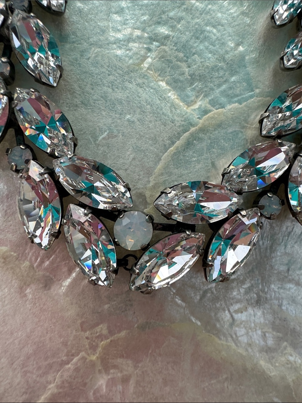 Sorrelli Clear Crystal Leaf Statement Necklace - Silver Tone - Picture 3 of 6